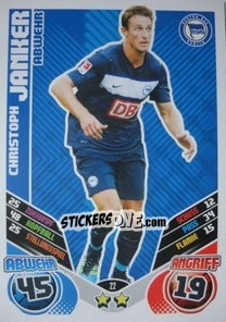 Sticker Christoph Janker - German Football Bundesliga 2011-2012. Match Attax - Topps