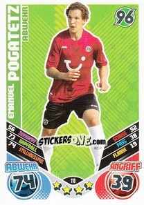 Sticker Emanuel Pogatetz - German Football Bundesliga 2011-2012. Match Attax - Topps
