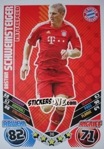 Figurina Bastian Schweinsteiger - German Football Bundesliga 2011-2012. Match Attax - Topps