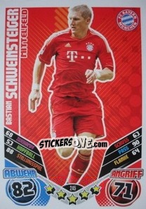 Sticker Bastian Schweinsteiger - German Football Bundesliga 2011-2012. Match Attax n. 245 - Topps