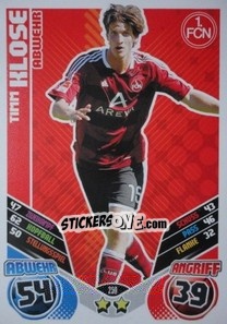 Sticker Timm Klose - German Football Bundesliga 2011-2012. Match Attax - Topps