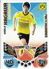 Sticker Shinji Kagawa - German Football Bundesliga 2011-2012. Match Attax n. 334 - Topps