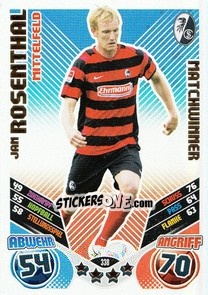 Cromo Jan Rosenthal - German Football Bundesliga 2011-2012. Match Attax - Topps