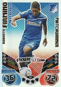 Sticker Roberto Firmino - German Football Bundesliga 2011-2012. Match Attax n. 347 - Topps