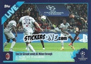 Sticker Two for Giroud sends AC Milan through - UEFA Champions League 2022-2023
 - Topps
