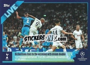 Sticker Richarlison rises to the occasion with dream double - UEFA Champions League 2022-2023
 n. L3 - Topps