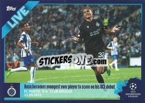 Cromo Nusa becomes youngest ever player to score on his UCL debut - UEFA Champions League 2022-2023
 - Topps