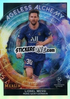 Sticker Lionel Messi - Chrome Uefa Club Competitions 2021-2022 n. AA-1 - Topps Merlin