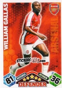 Sticker William Gallas - English Premier League 2009-2010. Match Attax n. 6 - Topps