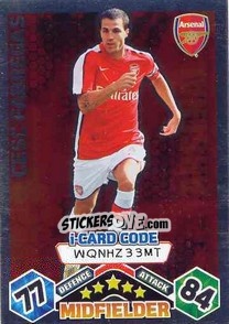 Sticker Cesc Fabregas - iCard - English Premier League 2009-2010. Match Attax n. 17 - Topps