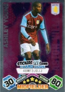 Sticker Ashley Young - iCard - English Premier League 2009-2010. Match Attax n. 35 - Topps