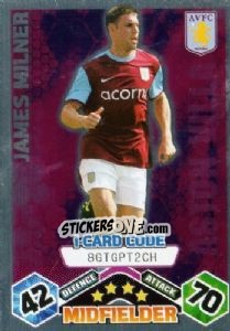 Sticker James Milner - iCard - English Premier League 2009-2010. Match Attax - Topps