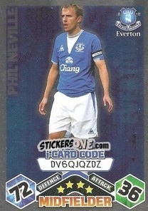 Sticker Phil Neville - iCard - English Premier League 2009-2010. Match Attax - Topps
