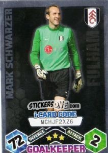 Sticker Mark Schwarzer - iCard - English Premier League 2009-2010. Match Attax n. 161 - Topps