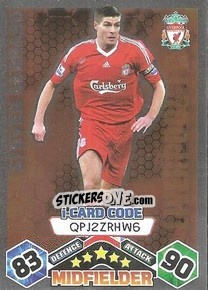 Sticker Steven Gerrard - iCard - English Premier League 2009-2010. Match Attax n. 198 - Topps