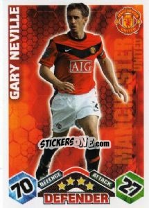 Sticker Gary Neville - English Premier League 2009-2010. Match Attax n. 218 - Topps