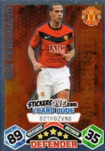Sticker Rio Ferdinand - iCard - English Premier League 2009-2010. Match Attax n. 233 - Topps