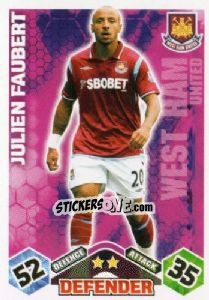 Sticker Julien Faubert - English Premier League 2009-2010. Match Attax n. 312 - Topps