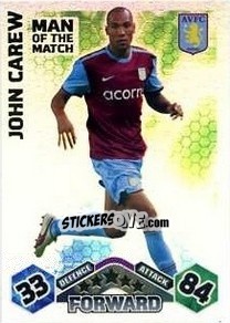 Sticker John Carew - English Premier League 2009-2010. Match Attax n. 366 - Topps