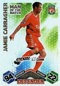 Sticker Jamie Carragher - English Premier League 2009-2010. Match Attax n. 393 - Topps