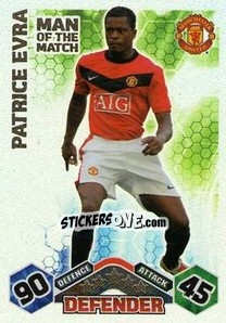 Sticker Patrice Evra - English Premier League 2009-2010. Match Attax n. 398 - Topps