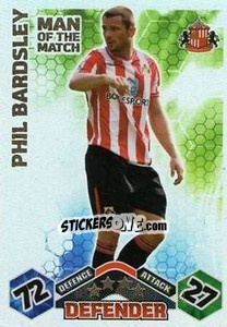 Sticker Phil Bardsley - English Premier League 2009-2010. Match Attax - Topps