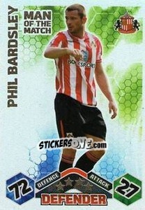 Sticker Phil Bardsley - English Premier League 2009-2010. Match Attax n. 407 - Topps