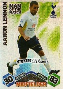 Cromo Aaron Lennon - English Premier League 2009-2010. Match Attax - Topps