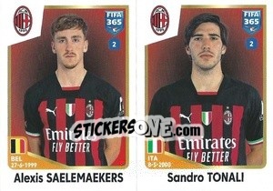 Sticker Alexis Saelemaekers / Sandro Tonali - FIFA 365: 2022-2023 n. 335 - Panini