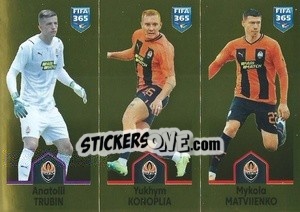 Sticker Anatolii Trubin / Yukhym Konoplia / Mykola Matviienko - FIFA 365: 2022-2023 n. 407 - Panini