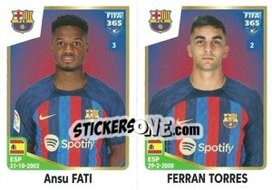 Sticker Ansu Fati / Ferran Torres - FIFA 365: 2022-2023 n. 162 - Panini