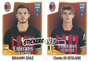 Sticker Brahim Díaz / Charles De Ketelaere - FIFA 365: 2022-2023 n. 333 - Panini