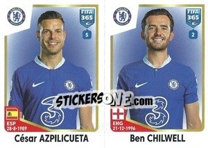 Sticker César Azpilicueta / Ben Chilwell - FIFA 365: 2022-2023 n. 56 - Panini