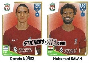 Figurina Darwin Núñez / Mohamed Salah - FIFA 365: 2022-2023 - Panini