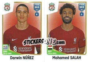 Sticker Darwin Núñez / Mohamed Salah - FIFA 365: 2022-2023 n. 83 - Panini