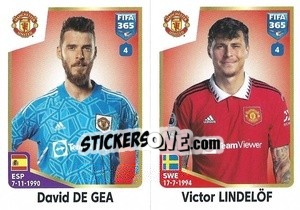 Sticker David de Gea / Victor Lindelöf - FIFA 365: 2022-2023 n. 102 - Panini
