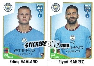 Sticker Erling Haaland / Riyad Mahrez - FIFA 365: 2022-2023 n. 99 - Panini