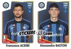 Sticker Francesco Acerbi / Alessandro Bastoni - FIFA 365: 2022-2023 n. 296 - Panini
