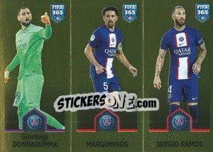Sticker Gianluigi Donnarumma / Marquinhos / Sergio Ramos - FIFA 365: 2022-2023 n. 215 - Panini