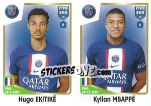 Figurina Hugo Ekitiké / Kylian Mbappé - FIFA 365: 2022-2023 - Panini