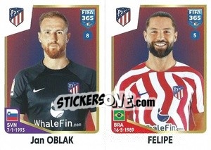 Sticker Jan Oblak / Felipe - FIFA 365: 2022-2023 n. 134 - Panini