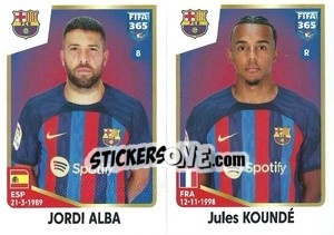 Sticker Jordi Alba / Jules Koundé - FIFA 365: 2022-2023 n. 154 - Panini