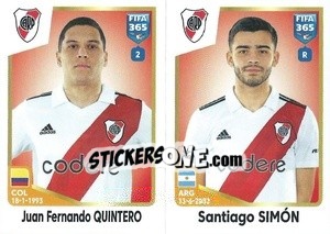Sticker Juan Fernando Quintero / Santiago Simón - FIFA 365: 2022-2023 n. 16 - Panini