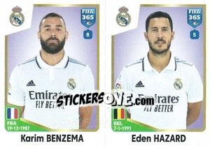 Sticker Karim Benzema / Eden Hazard - FIFA 365: 2022-2023 - Panini