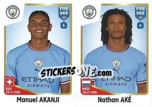 Sticker Manuel Akanji / Nathan Aké - FIFA 365: 2022-2023 n. 88 - Panini