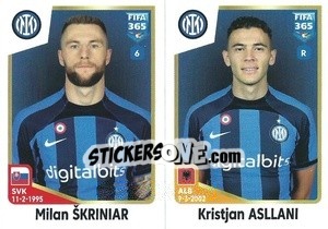 Sticker Milan Škriniar / Kristjan Asllani - FIFA 365: 2022-2023 n. 302 - Panini
