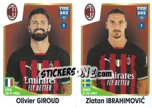 Sticker Olivier Giroud / Zlatan Ibrahimović - FIFA 365: 2022-2023 n. 336 - Panini