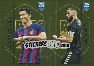 Sticker Robert Lewandowski (FC Barcelona) / Karim Benzema (Real Madrid C.F.) - FIFA 365: 2022-2023 n. LEW-BEN - Panini