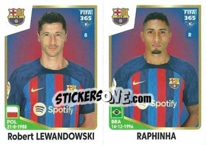Sticker Robert Lewandowski / Raphinha - FIFA 365: 2022-2023 n. 163 - Panini