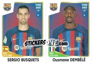 Sticker Sergio Busquets / Ousmane Dembélé - FIFA 365: 2022-2023 - Panini